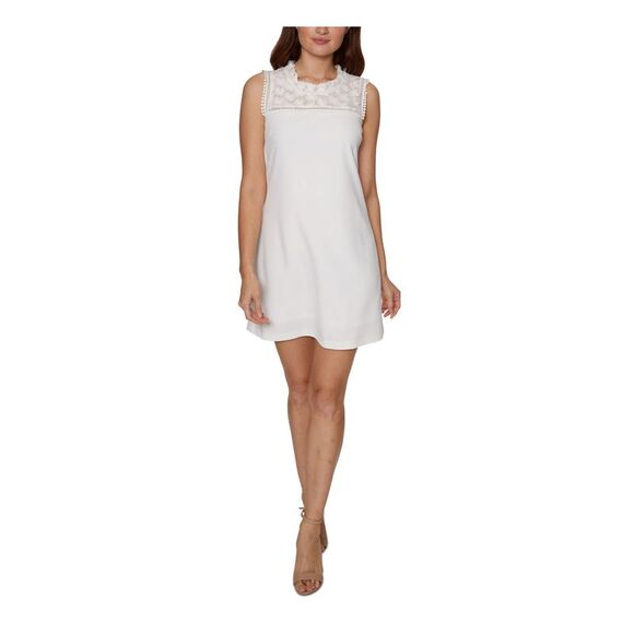 BETSEY JOHNSON Dresses & Skirts - BETSEY JOHNSON Womens Shift Mini Dress White Sleeveless Party Juniors 4